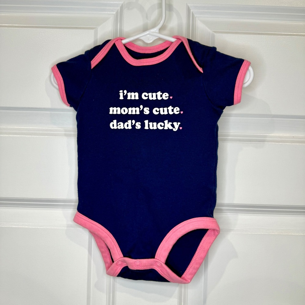Carter's Baby Girl "I'm Cute Mom's Cute Dad's Lucky" Bodysuit Size 3 Months‎